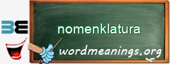 WordMeaning blackboard for nomenklatura